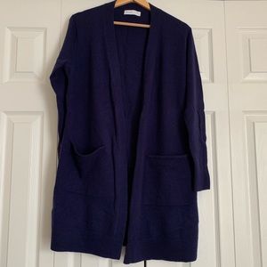 Grana Navy Cashmere Longline Cardigan NWOT